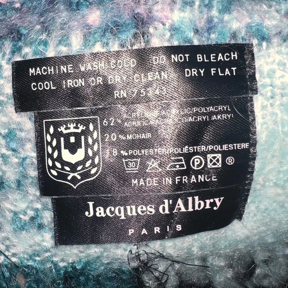 Jacques d’Albry Paris Mohair Blend Made in France Plaid Soft Cozy Scarf  63